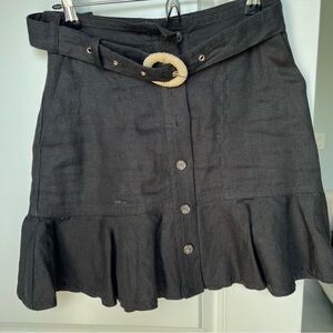 Banana Republic Black Ruffle Mini Skirt w/pockets linen
